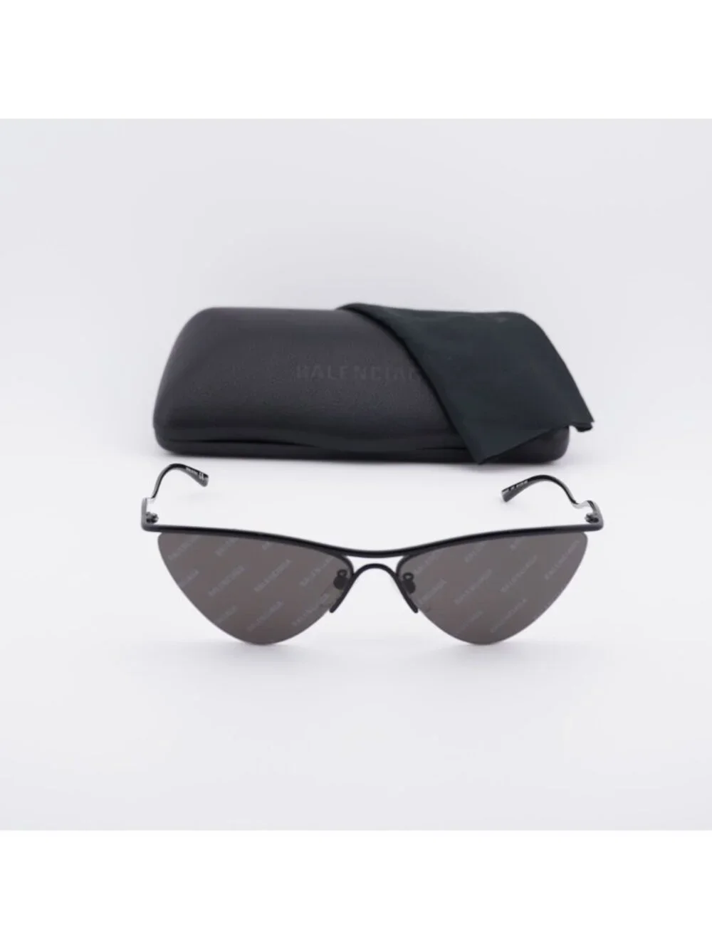 Balenciaga BB0093S 001 Geometric Sunglasses - Black / Grey with Logo